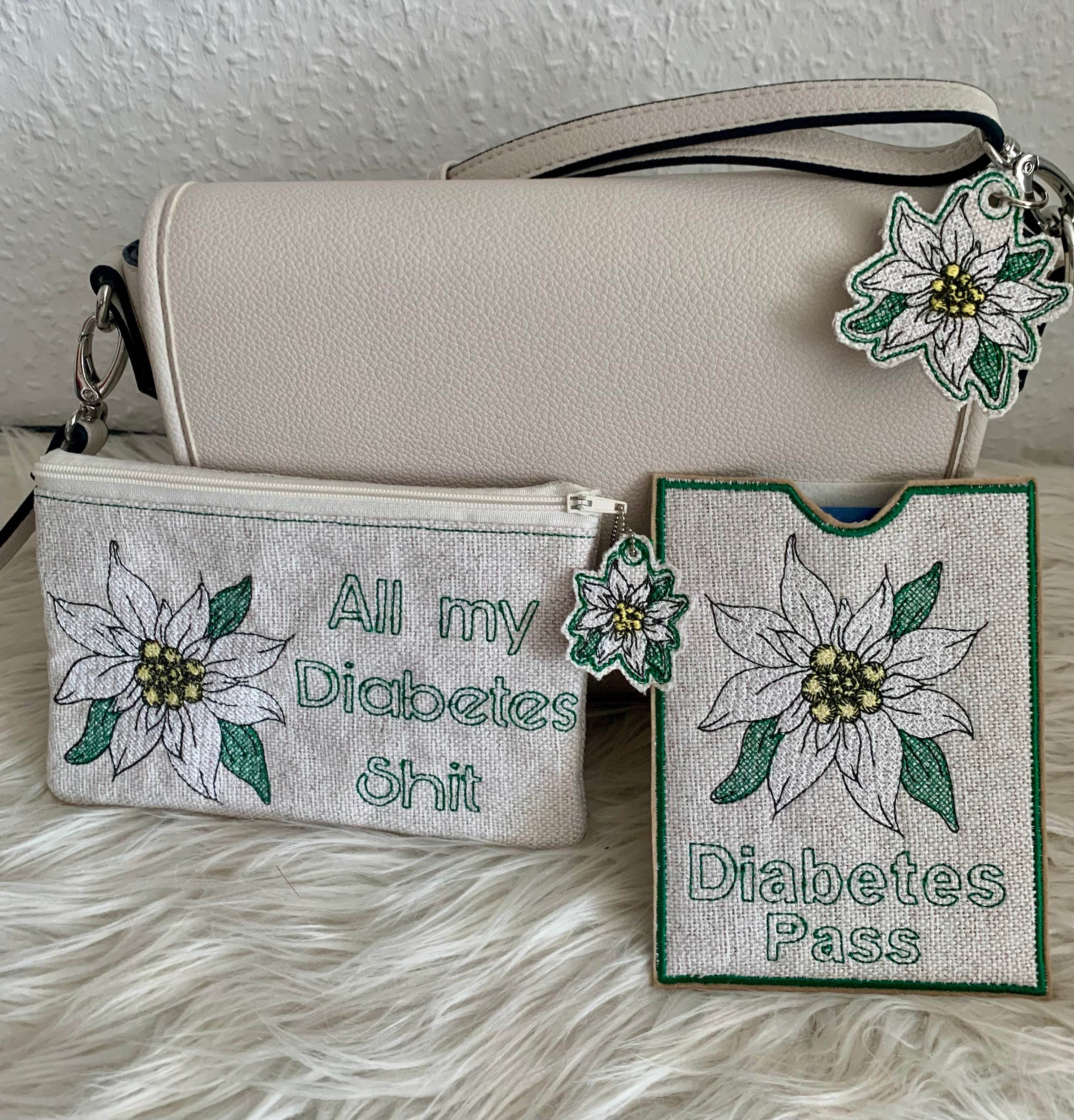 Stickdatei Diabetes Set mit Blume Set 962 - Sewando