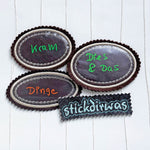 12x Stickdatei beschreibbare Aufkleber Krönchen - Sewando
