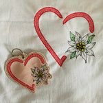 Stickdatei Edelweiss im Herz Rahmen und Schlüsselanhänger ITH 962/2 - Sewando