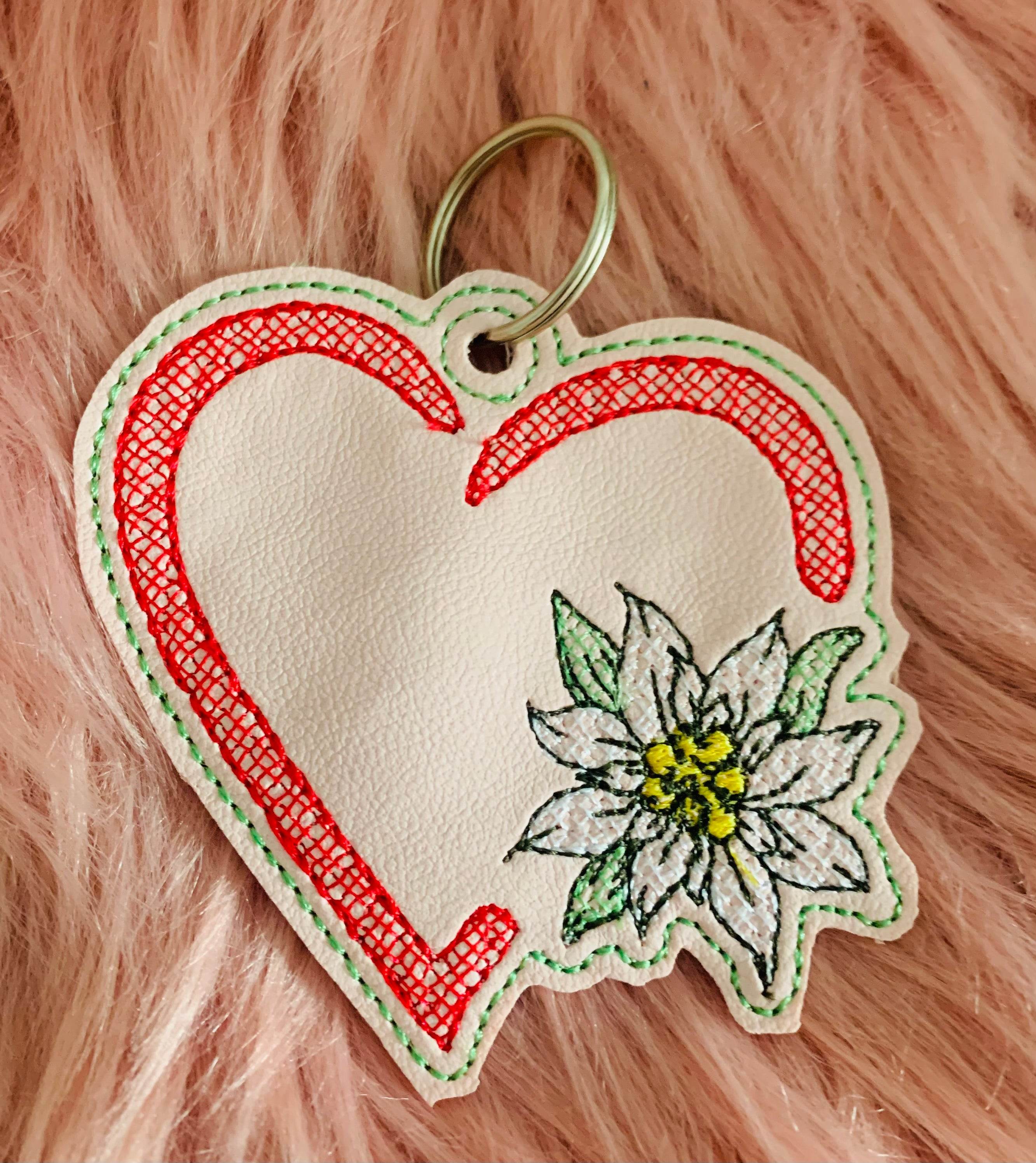 Stickdatei Edelweiss im Herz Rahmen und Schlüsselanhänger ITH 962/2 - Sewando