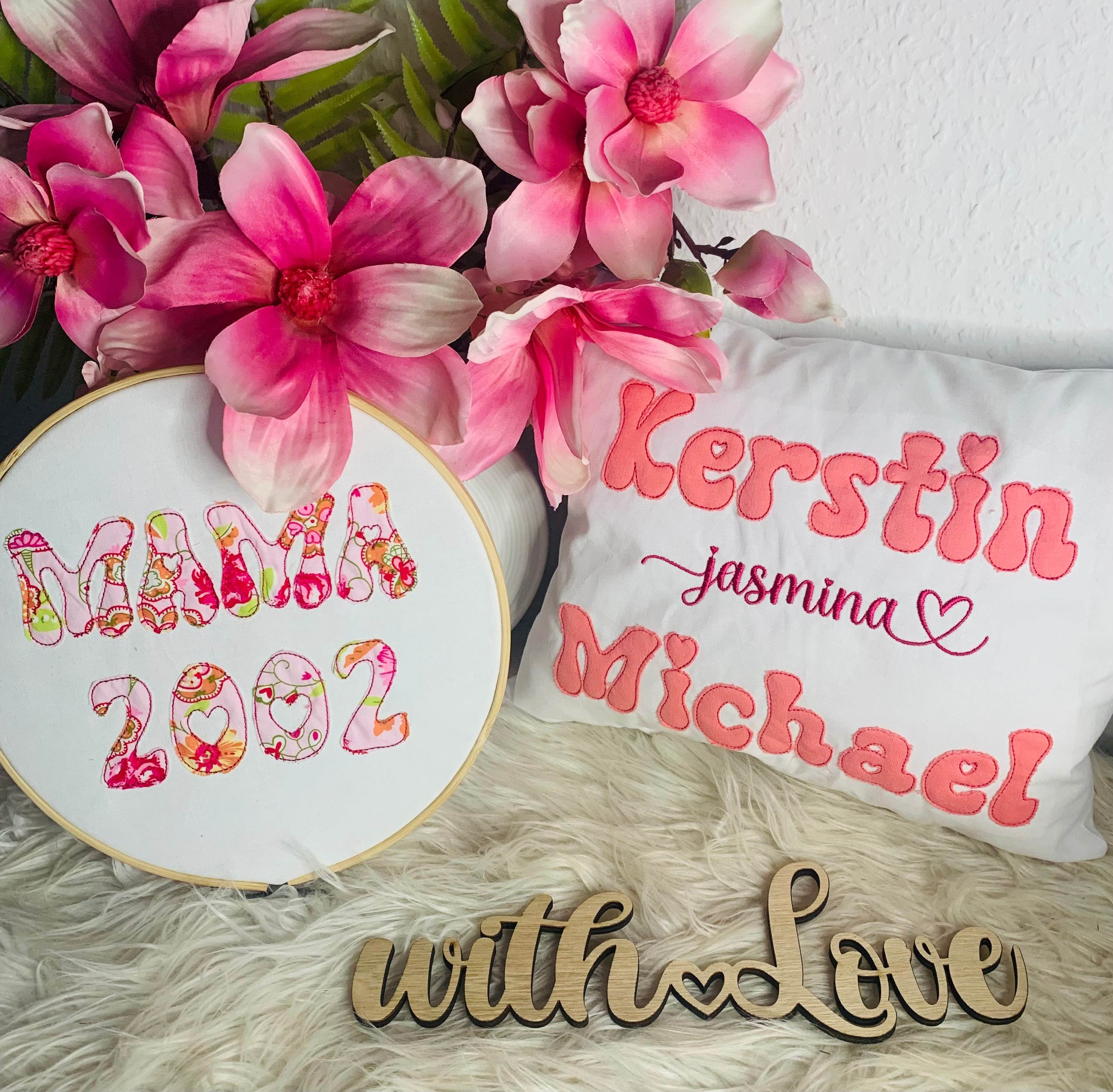Stickdatei Doodle Schrift mit Herz Buchstaben Zahlen ca. 5cm Set 967 Schrift - Sewando
