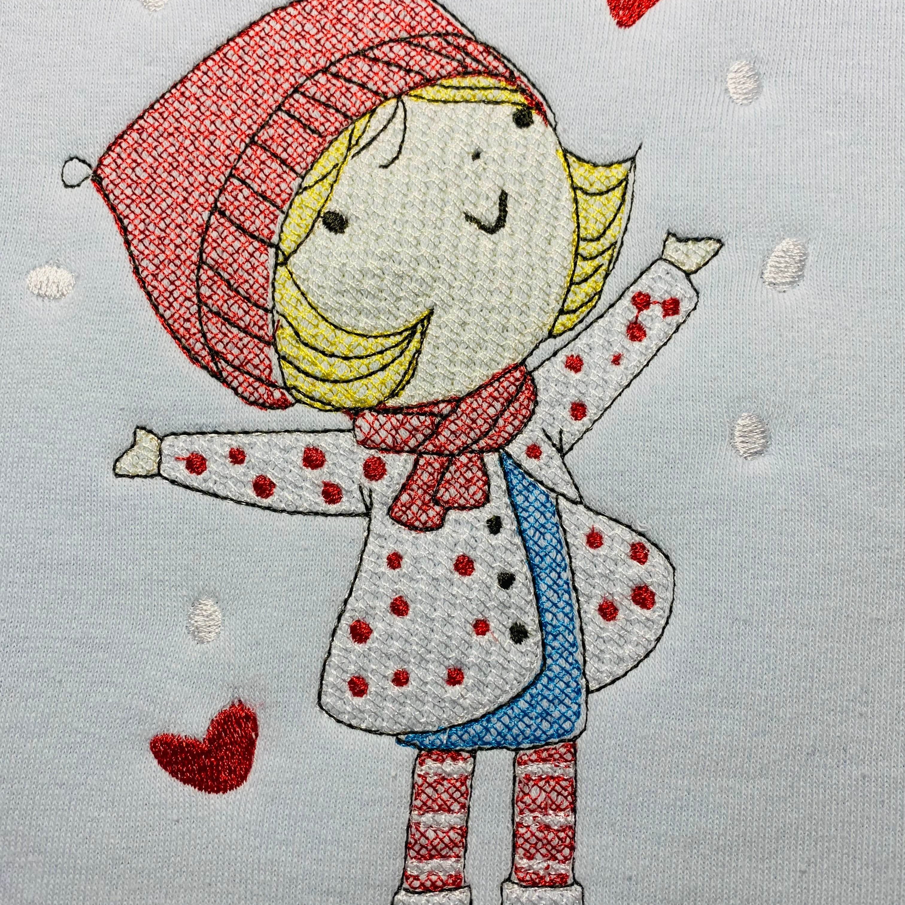 Stickdatei Winter Cute Girl mit Schneemann Set 985 - Sewando