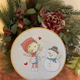 Stickdatei Winter Cute Girl mit Schneemann Set 985