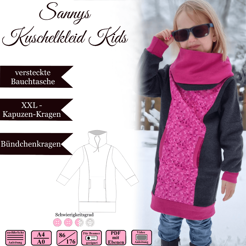 Sannys Kuschelkleid Kids–Gr 86-176–EBook und Nähanleitung - Sewando