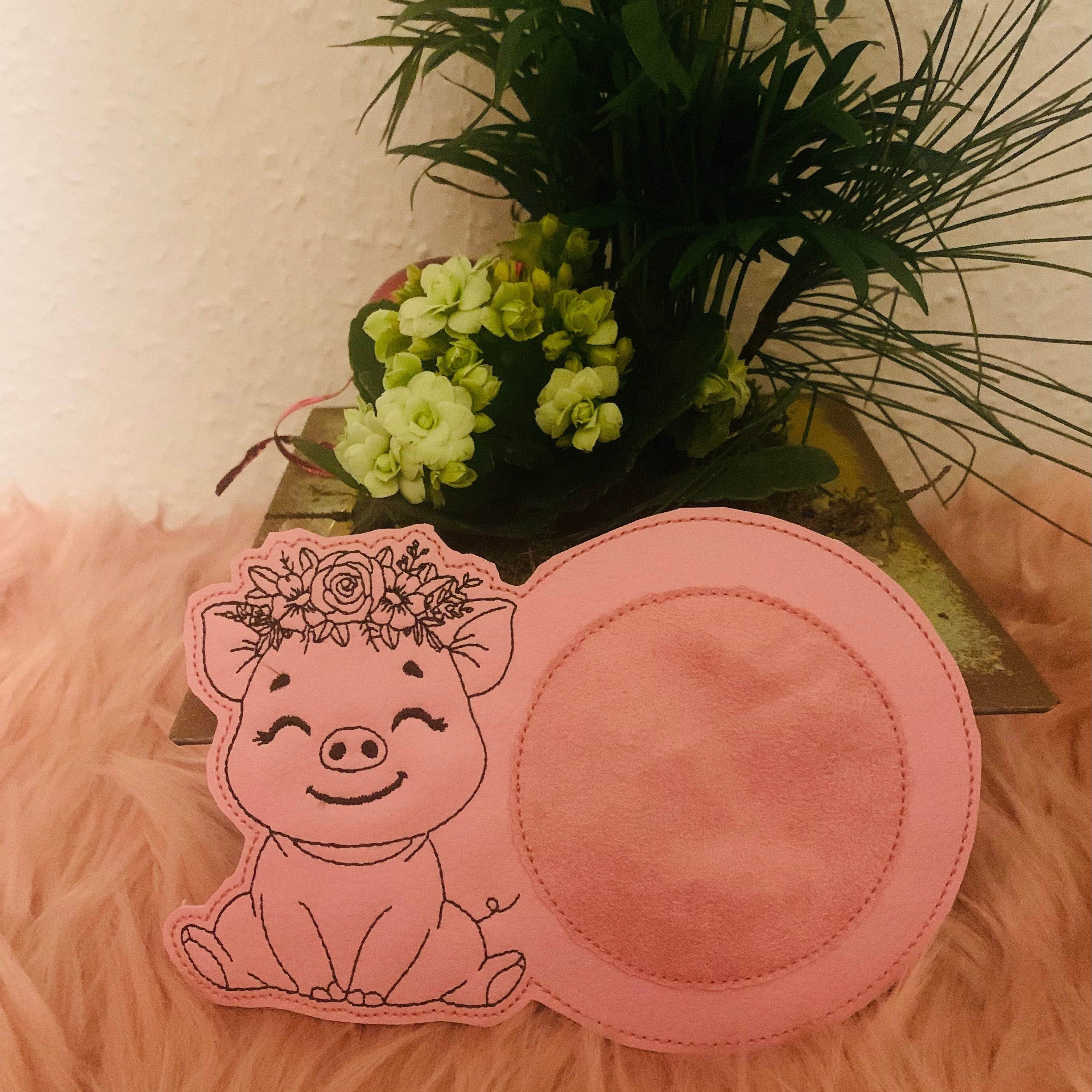 Stickdatei Schwein Mug Rug Tassenteppich Set 992 - Sewando