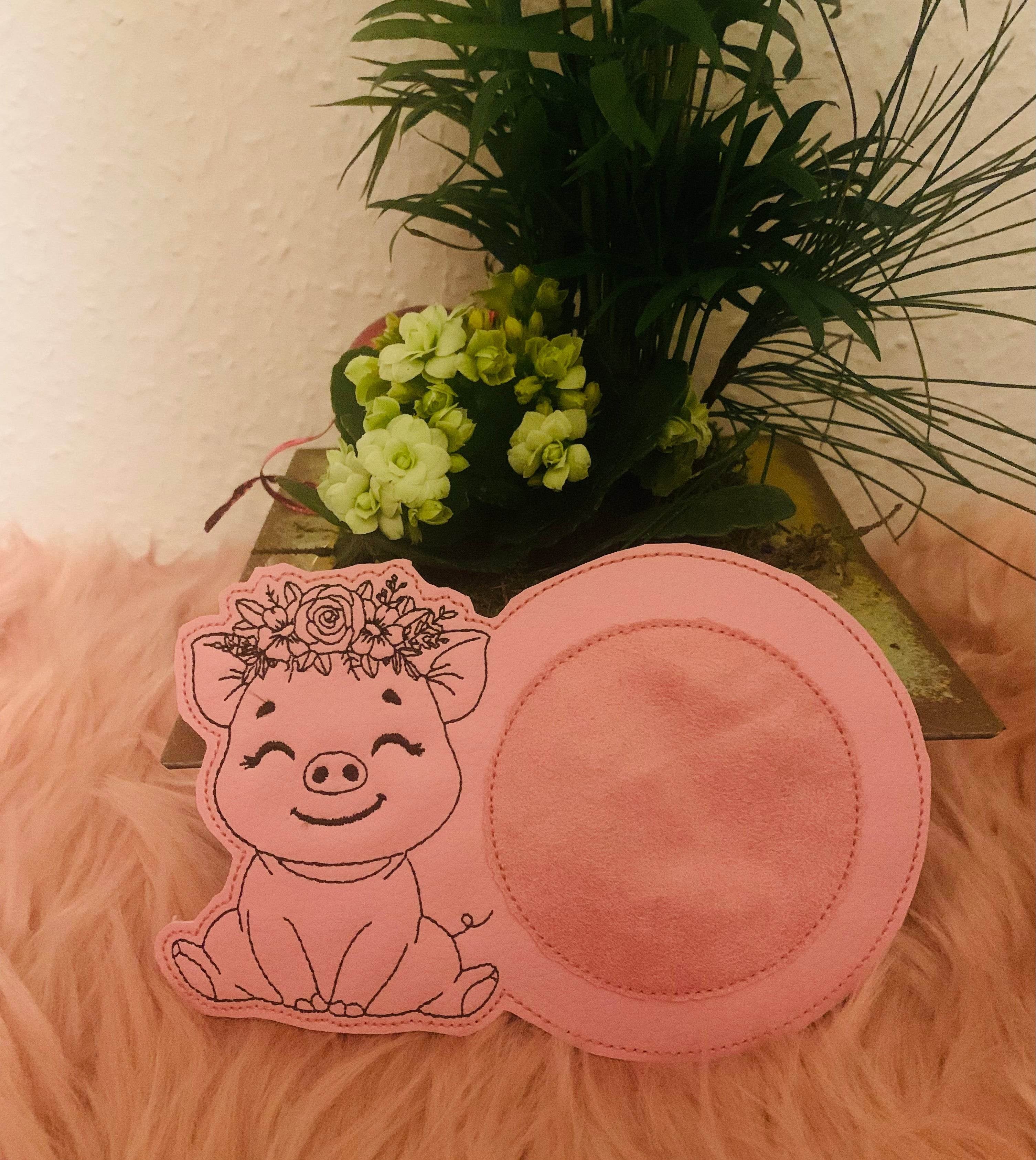 Stickdatei Schwein Mug Rug Tassenteppich Set 992 - Sewando