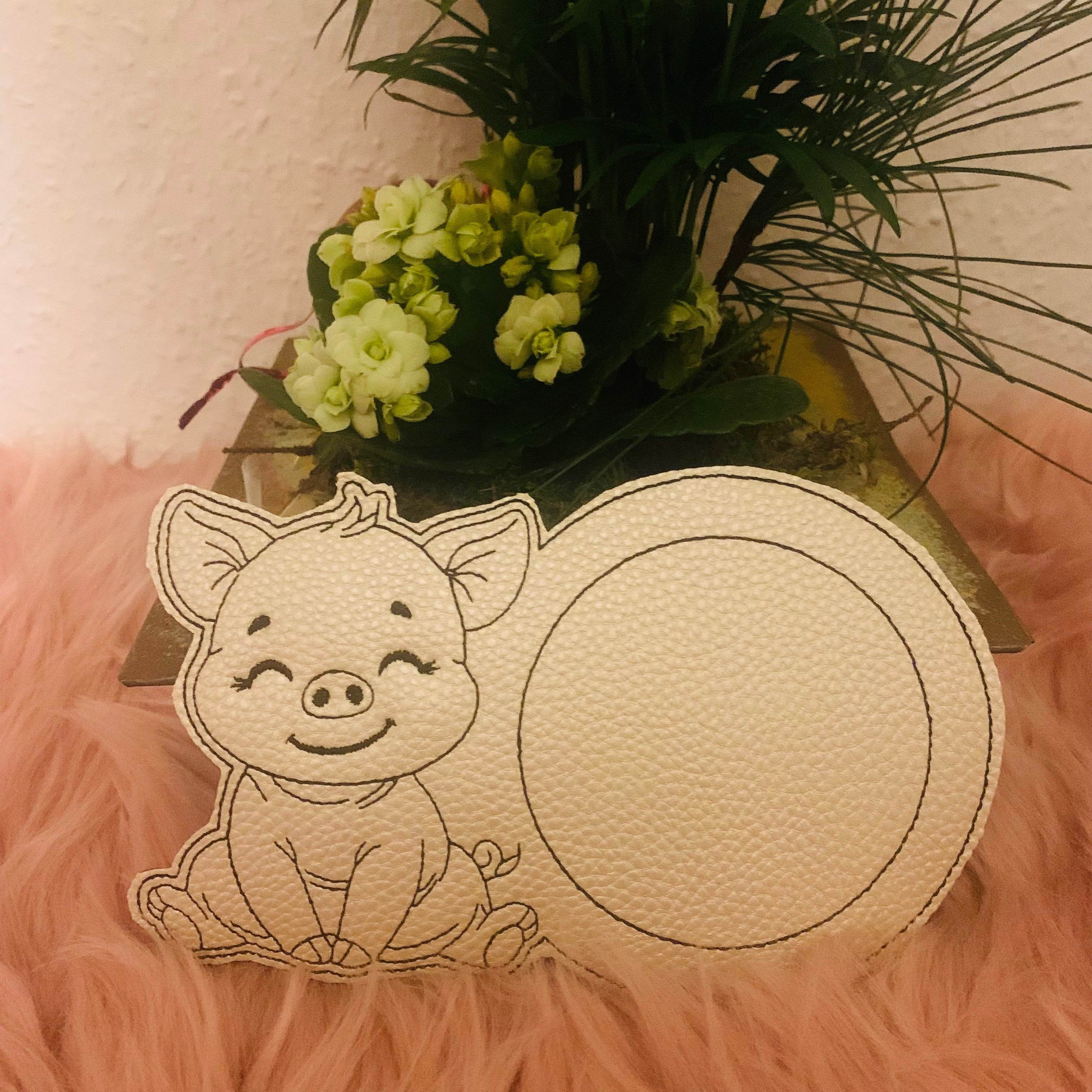 Stickdatei Schwein Mug Rug Tassenteppich Set 992 - Sewando