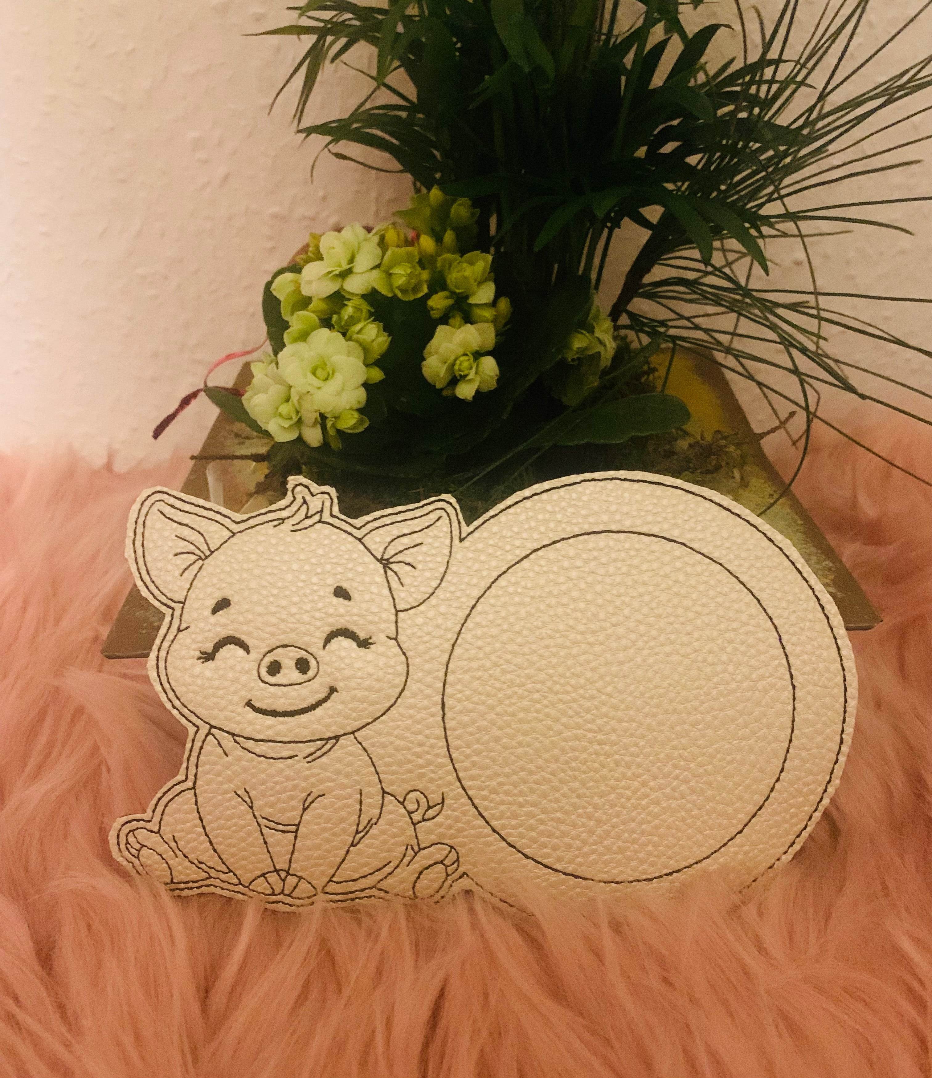 Stickdatei Schwein Mug Rug Tassenteppich Set 992 - Sewando