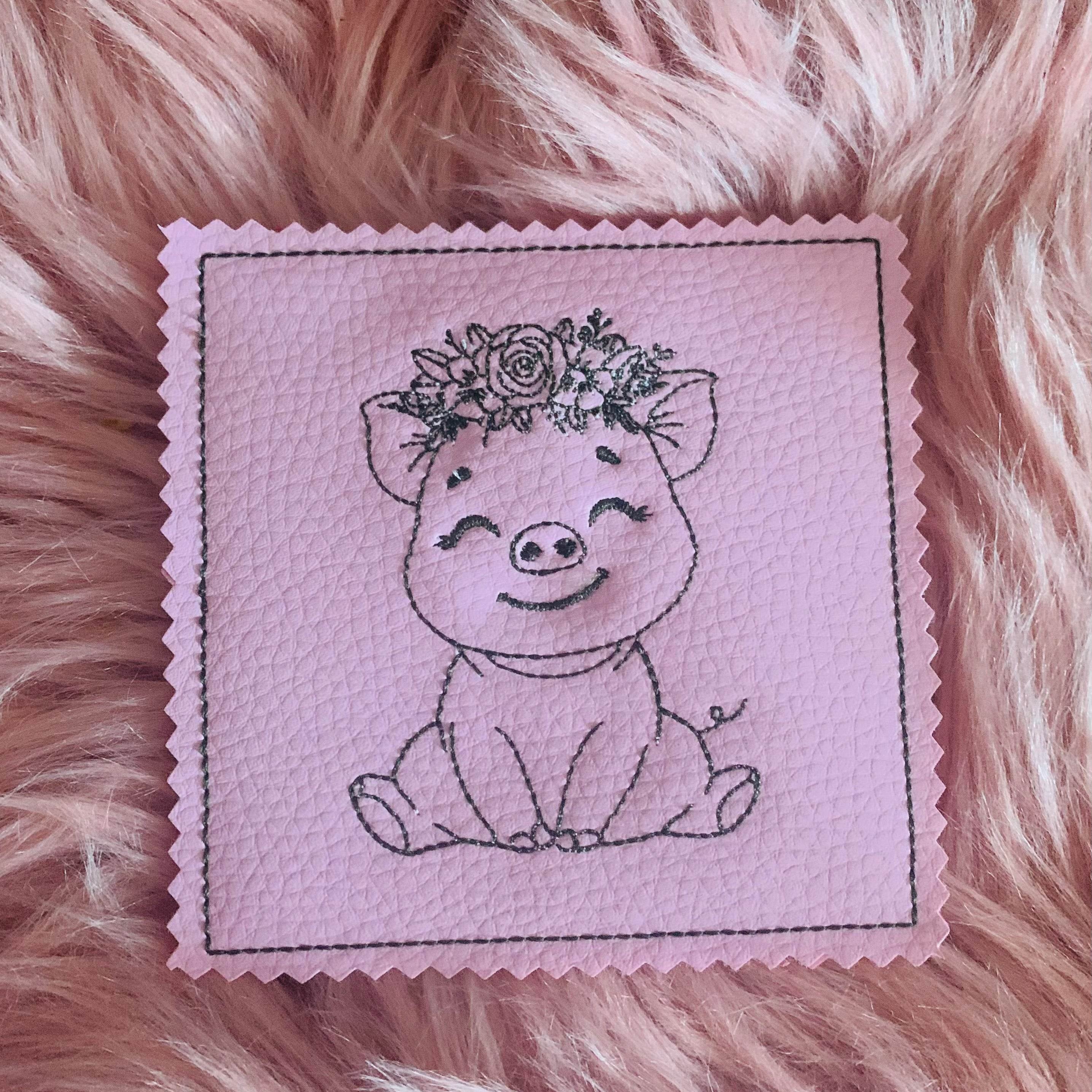 Stickdatei Schwein Mug Rug Tassenteppich Untersetzer Set 992 10x10 - Sewando