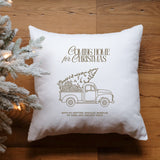 Weihnachtliche Plotterdatei Coming Home for Christmas – Truck mit Wollknäueln und Stricknadeln im Line Art Stil. Perfekt für Christmas Sweater & DIY-Projekte für Strickfans.“