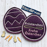 5x Stickdatei "Österchen" ITH Eirug mit Spruch