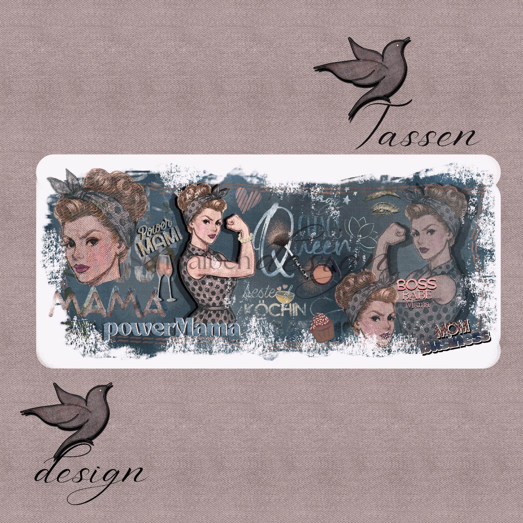 PowerMama – Tassen-Design für Kaffeebecher (PNG-Datei) Rockabilly Vintage - Sewando