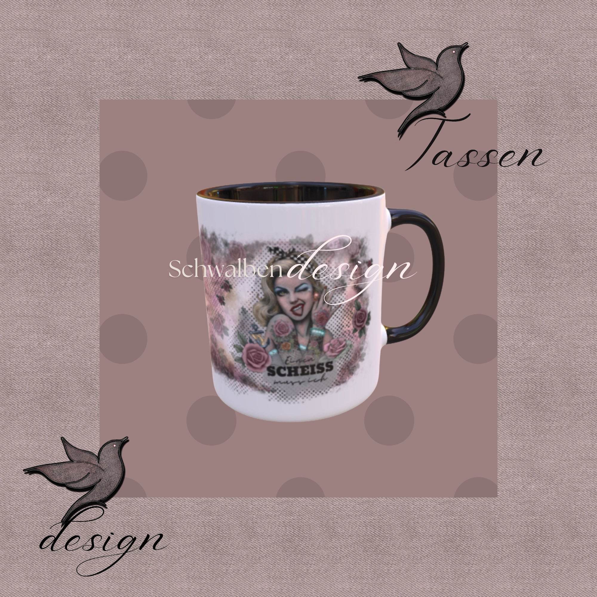 Einen Scheiß muss ich – Pinup Tassen-Design für Kaffeebecher (PNG-Datei) - Sewando
