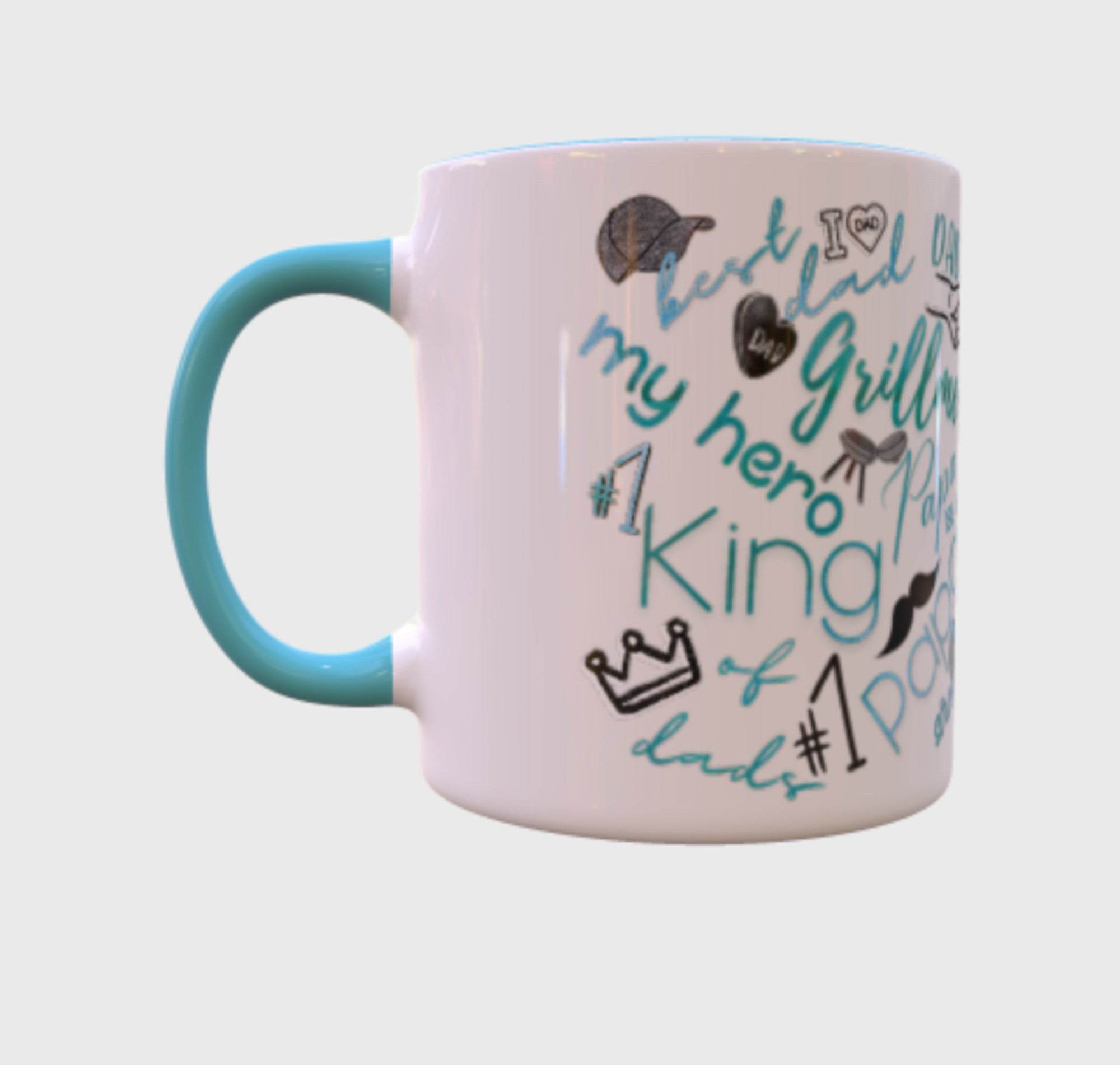 Papa Time – Tassen-Design Türkis für Kaffeebecher (PNG-Datei) - Sewando