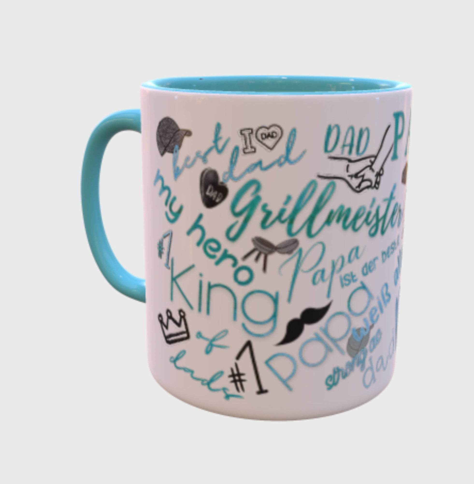 Papa Time – Tassen-Design Türkis für Kaffeebecher (PNG-Datei) - Sewando