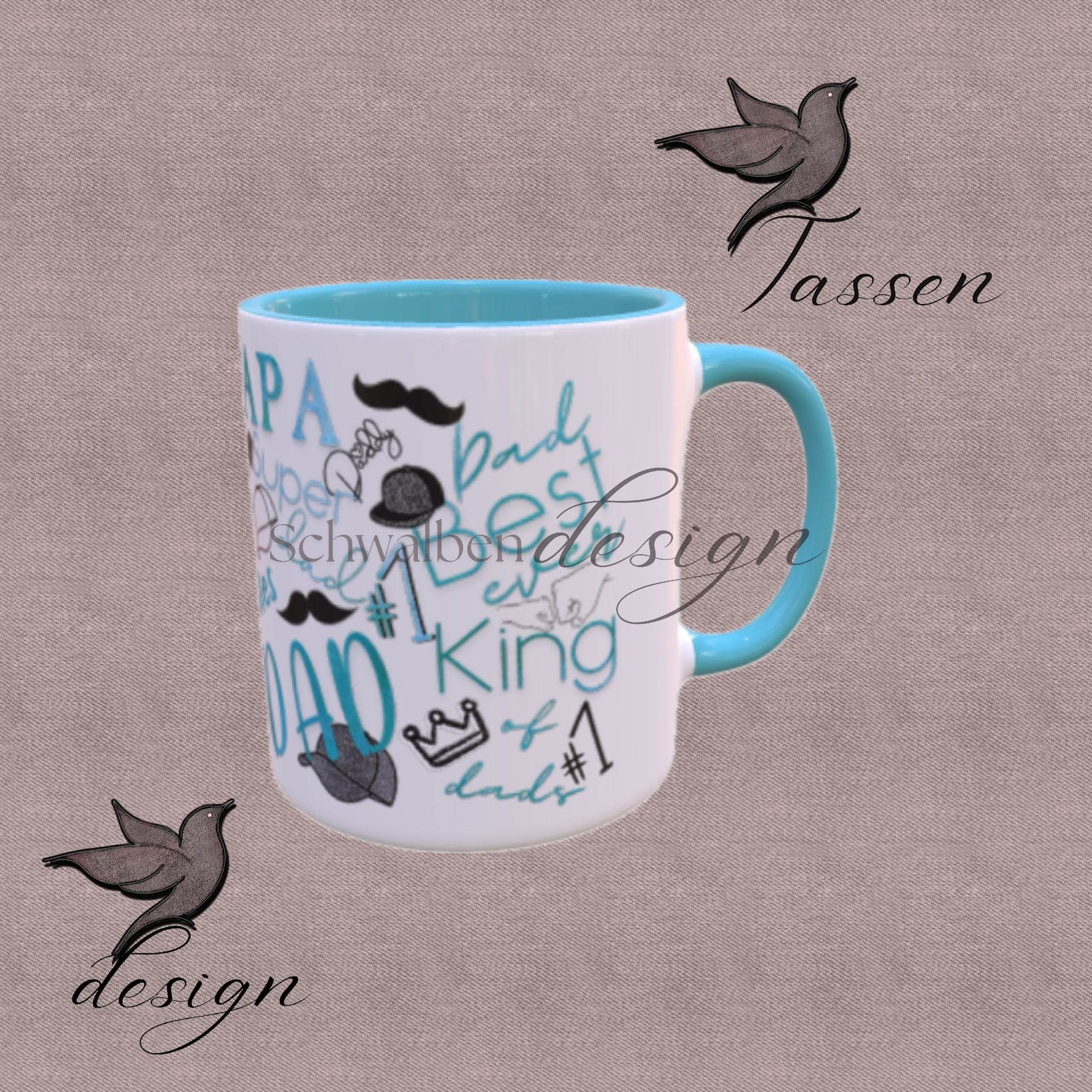 Papa Time – Tassen-Design Türkis für Kaffeebecher (PNG-Datei) - Sewando