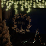 Plotterdatei Weihnachten im Scandi-Look mit ‚God Jul‘ Schriftzug und Line Art Kranz – stilvolles Design für Kissen, Sweater und Deko.