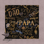 Papatime „Grill, Chill“ schwarz/ocker/blau Stoffdesign für echte Väter - Sewando