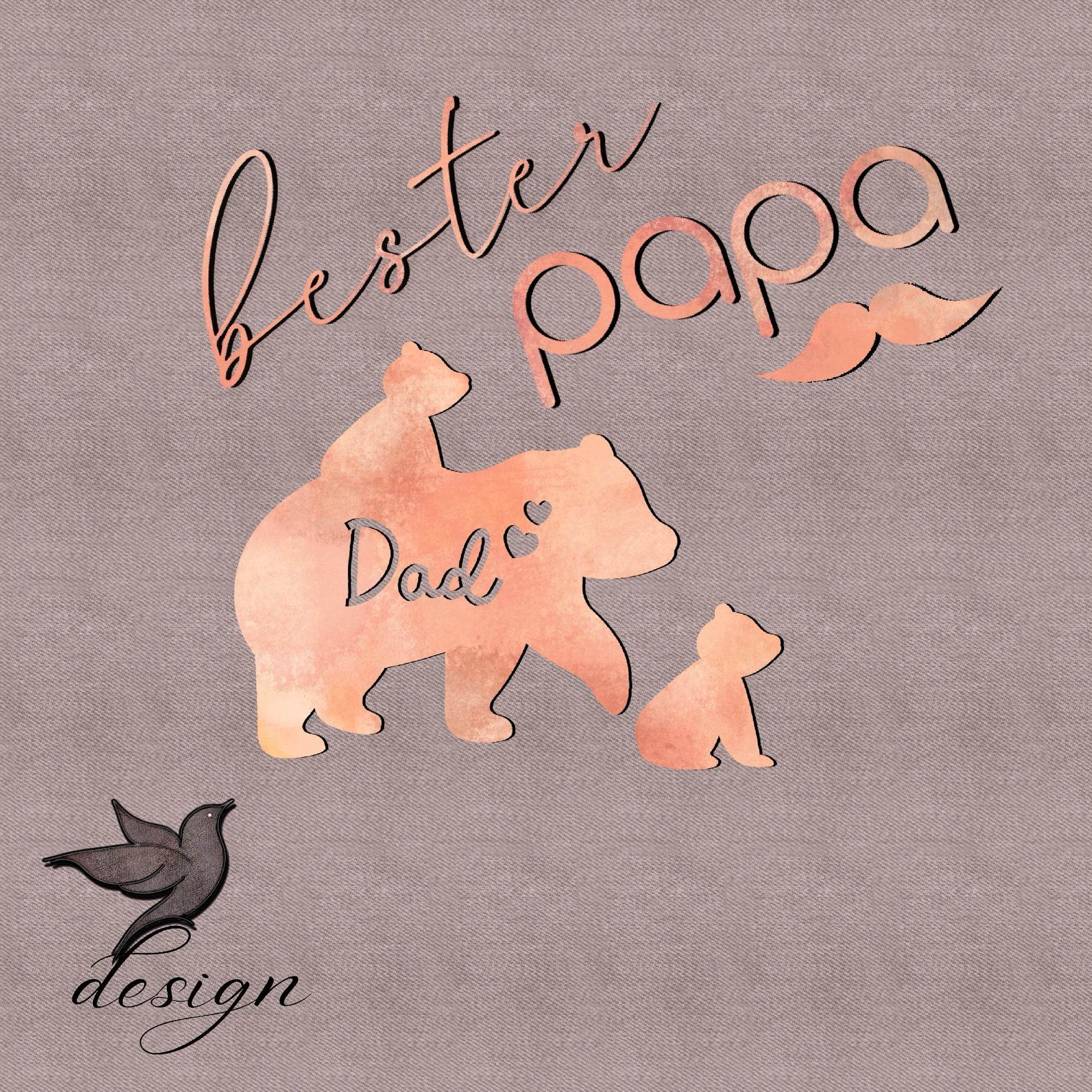 Papatime Papabär Bester Papa rosé Bügelbild PNG - Sewando