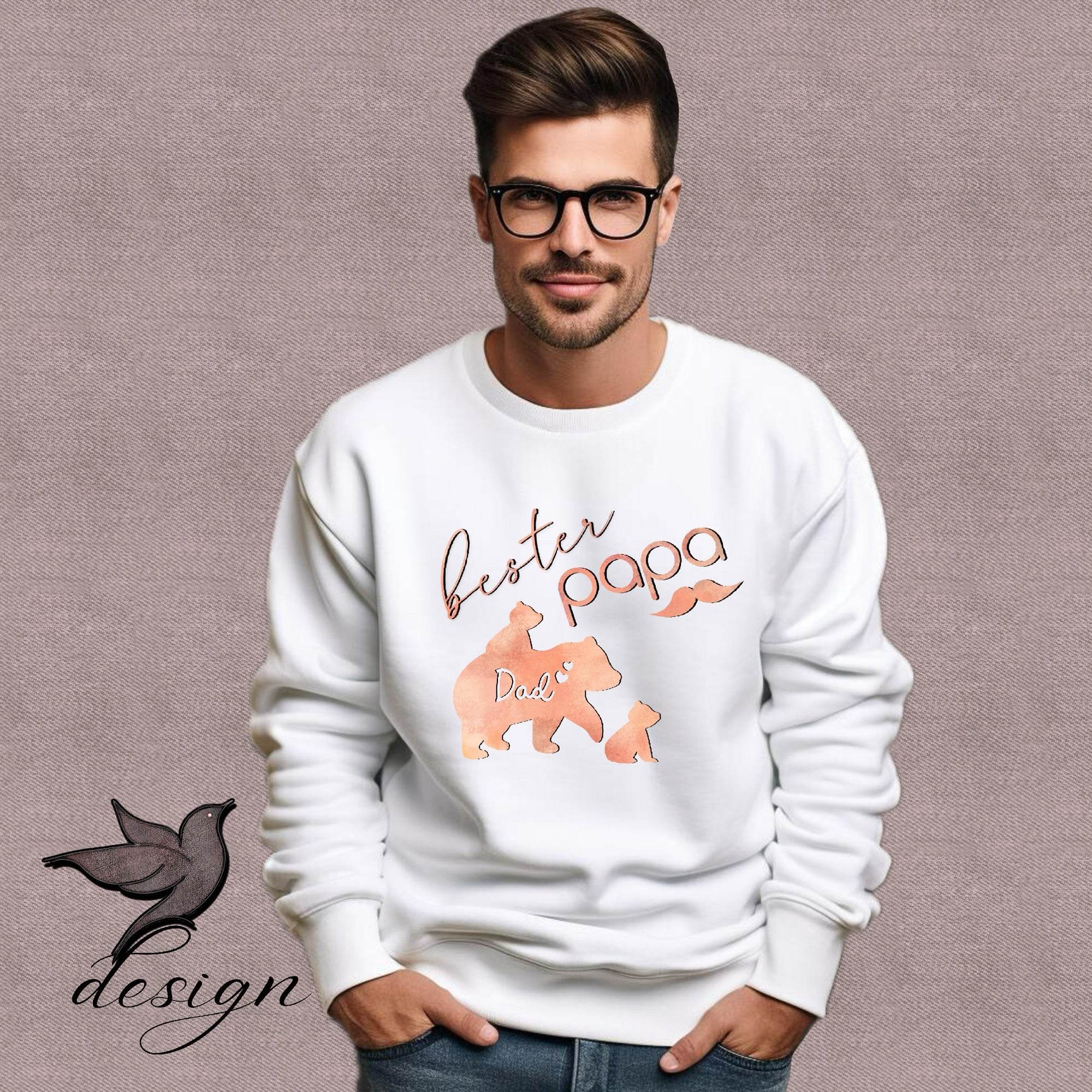Papatime Papabär Bester Papa rosé Bügelbild PNG - Sewando