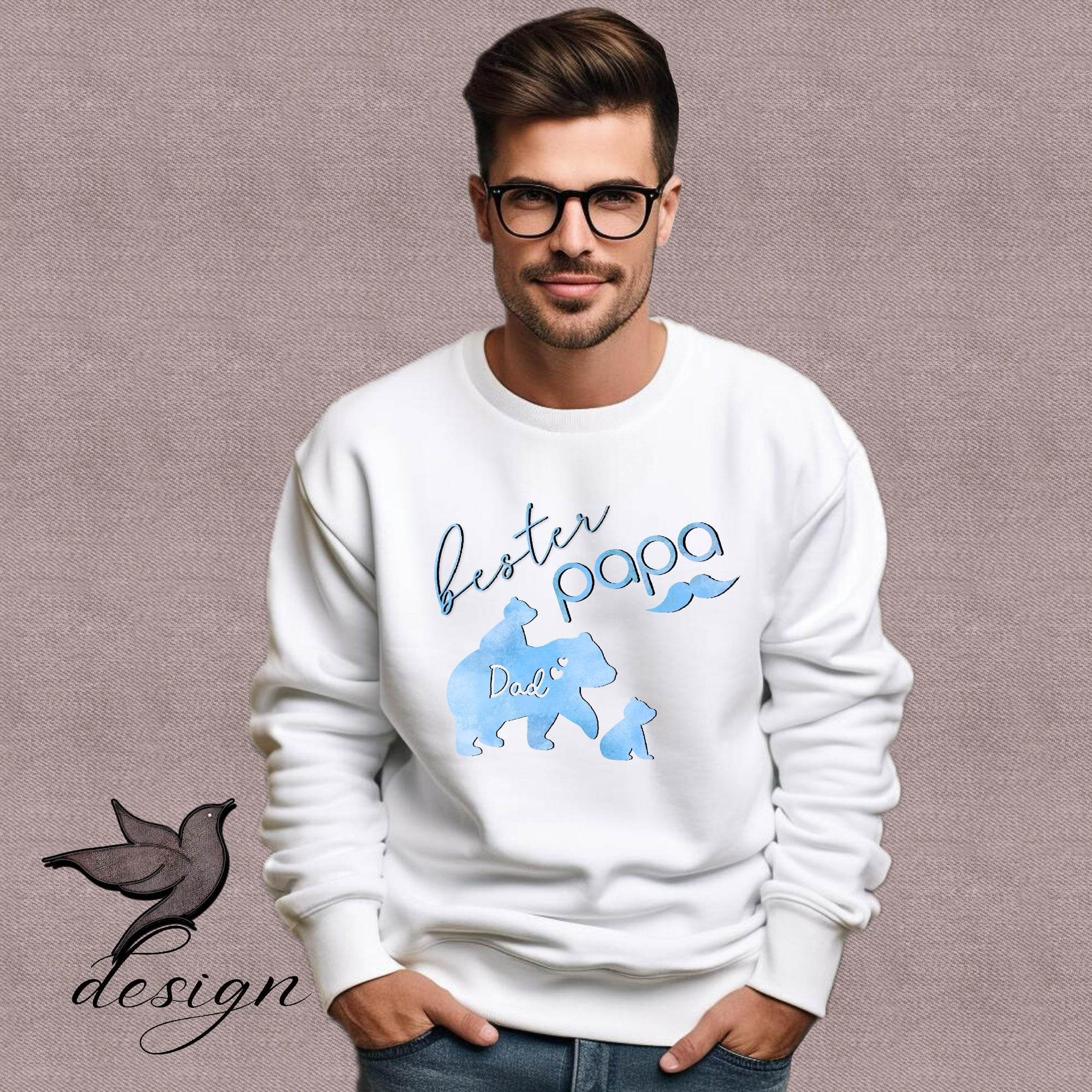 Papatime Papabär hellblau „Bester Papa“ Bügelbild PNG - Sewando