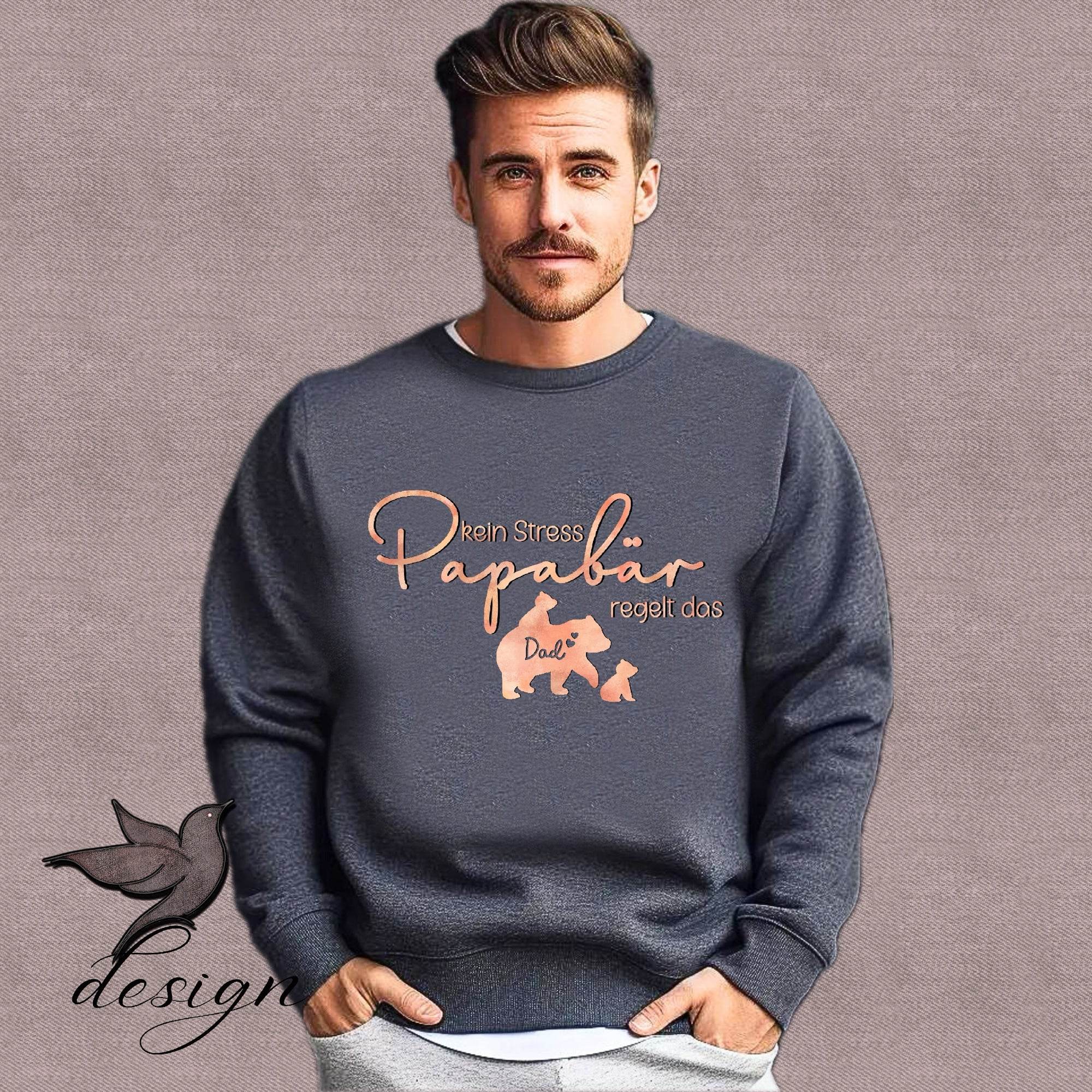 Papatime Papabär rosé Bügelbild PNG mit Spruch kein Stress Papabär regelt das - Sewando