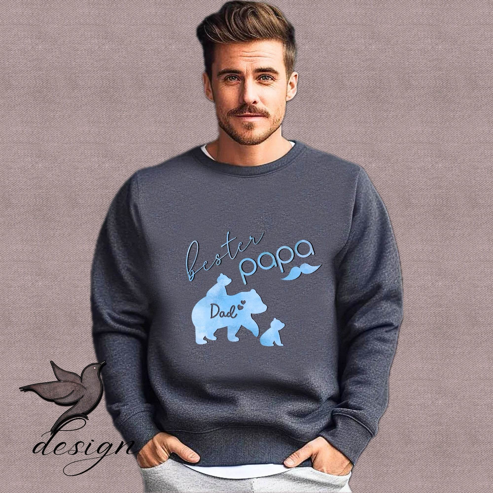 Papatime Papabär hellblau „Bester Papa“ Bügelbild PNG - Sewando