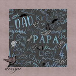 Papatime „Grill, Chill“ Graphit/Hellblau Stoffdesign - nicht exklusiv - Sewando