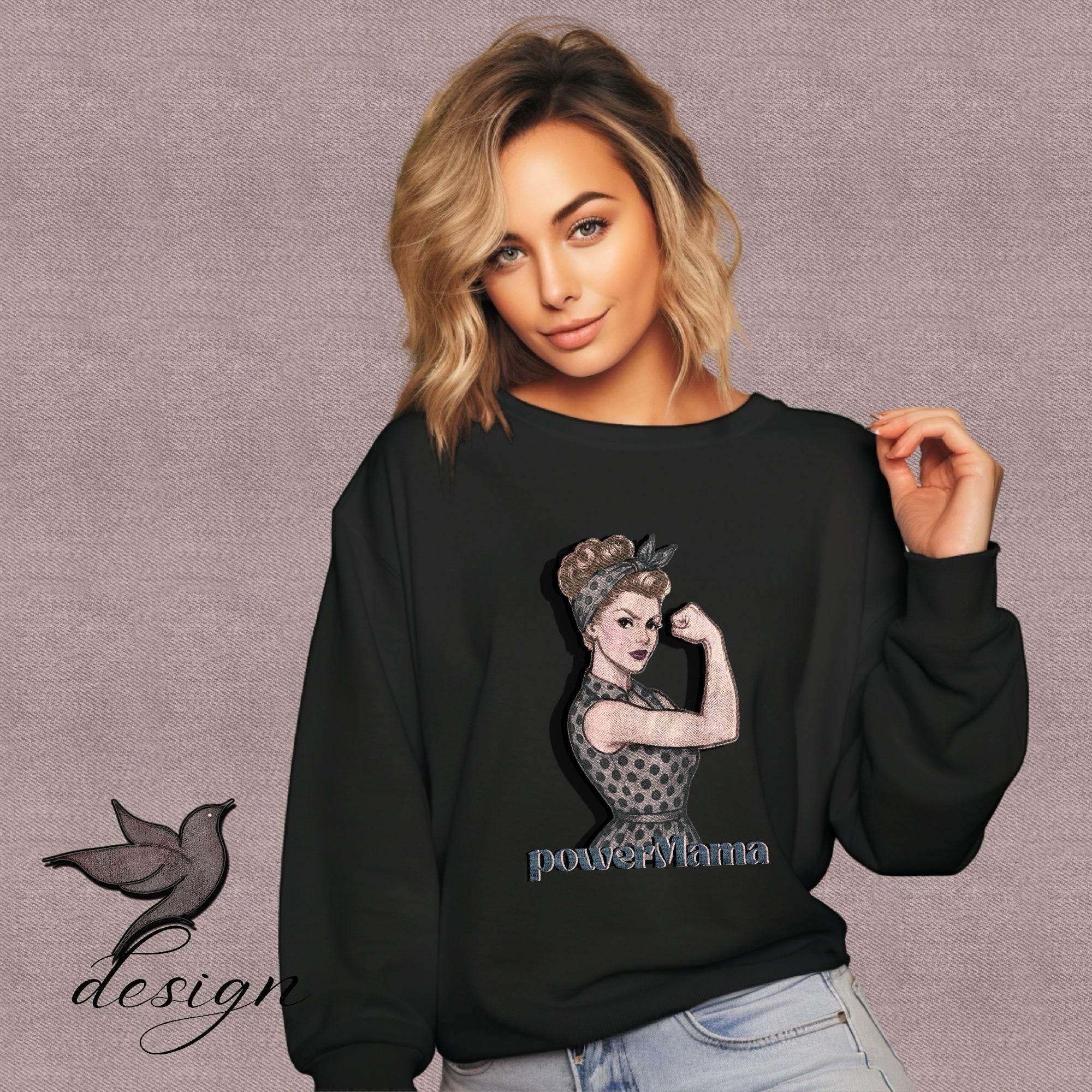 Power Mama – Rockabilly Vintage Retro Bügelbild (PNG-Datei) - Sewando