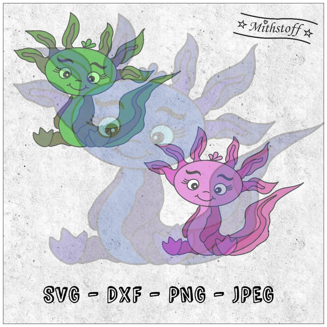 Süße Plotterdatei Axolotl - Mithstoff - PNG - DXF - SVG - Sewando
