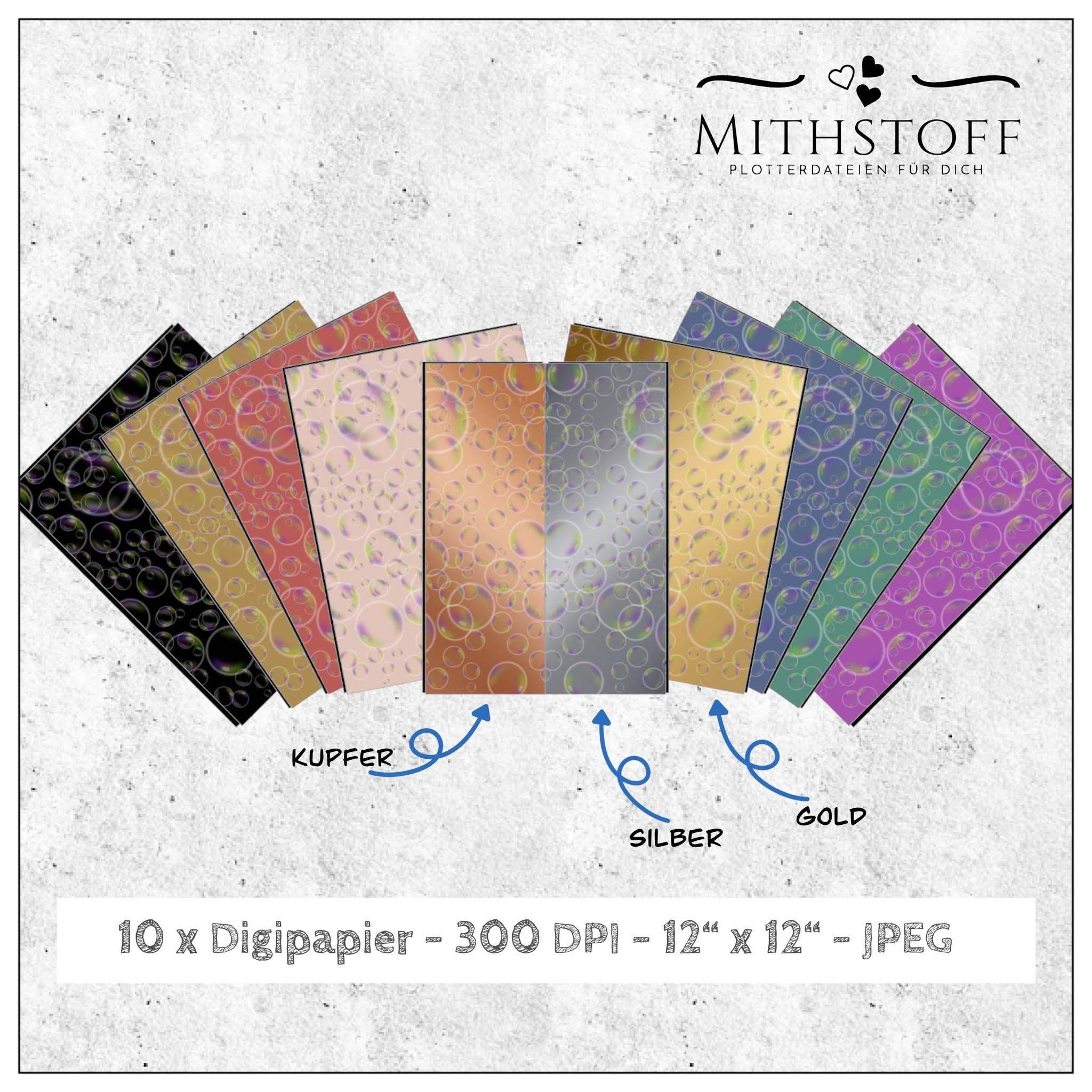 Digipapier Seifenblasen zum Ausdrucken, basteln, scrapbooking und vieles mehr - Mithstoff - Sewando