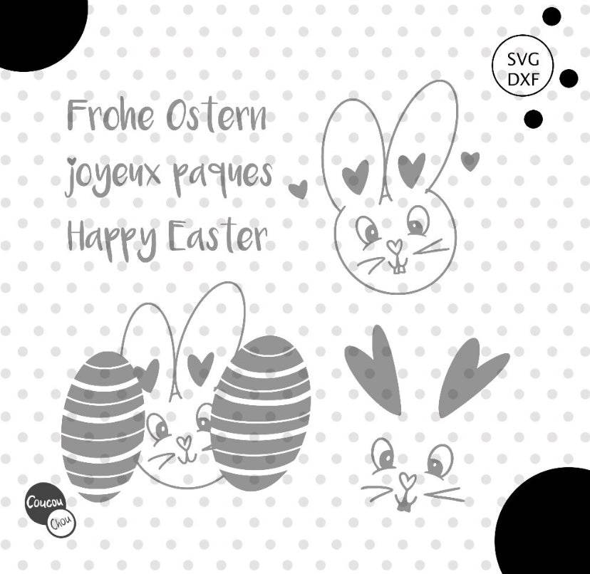 Plotterdatei Herz Hasi Ostern svg dxf - Sewando