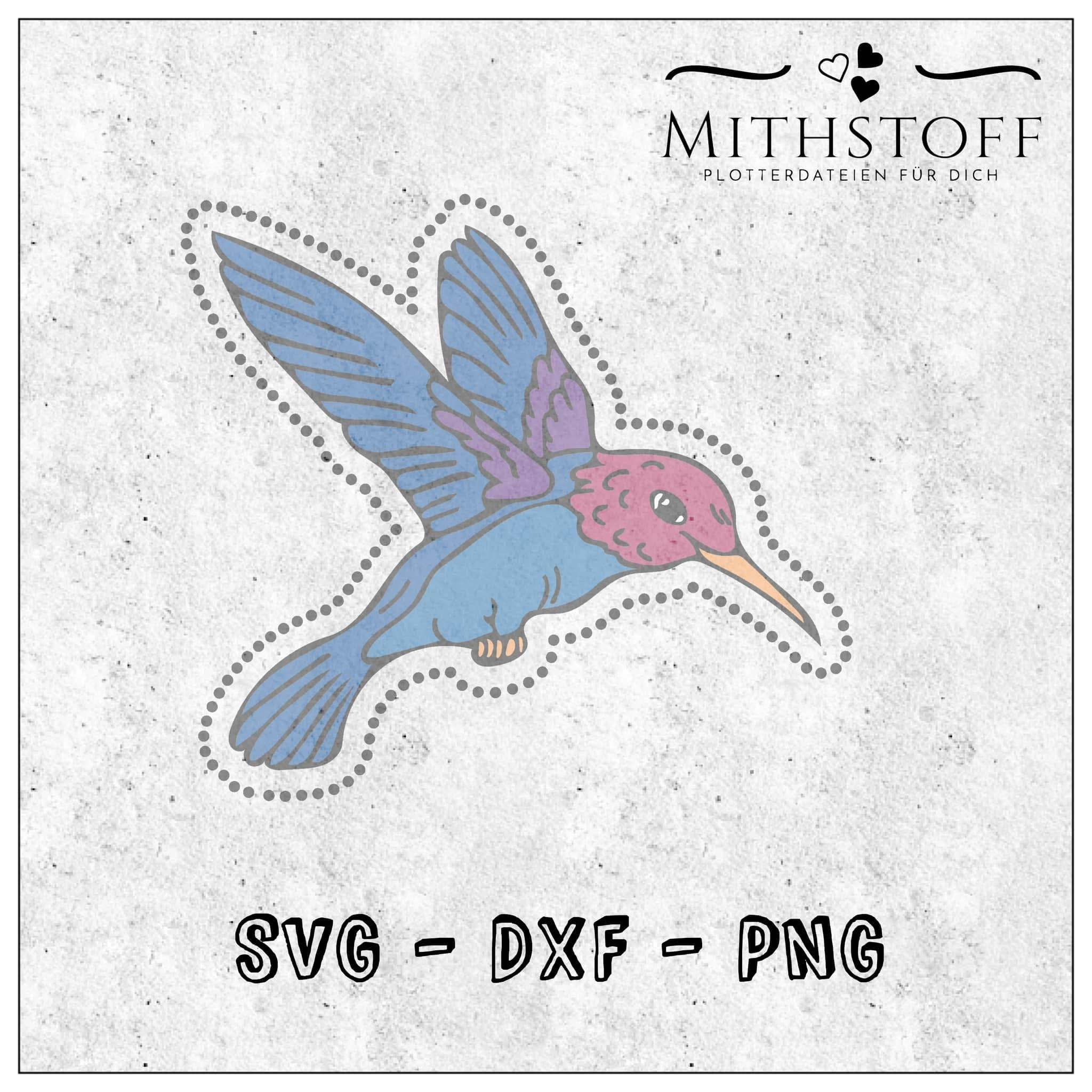 Süße Plotterdatei Strass-Kolibri - Mithstoff - PNG - DXF - SVG - Sewando