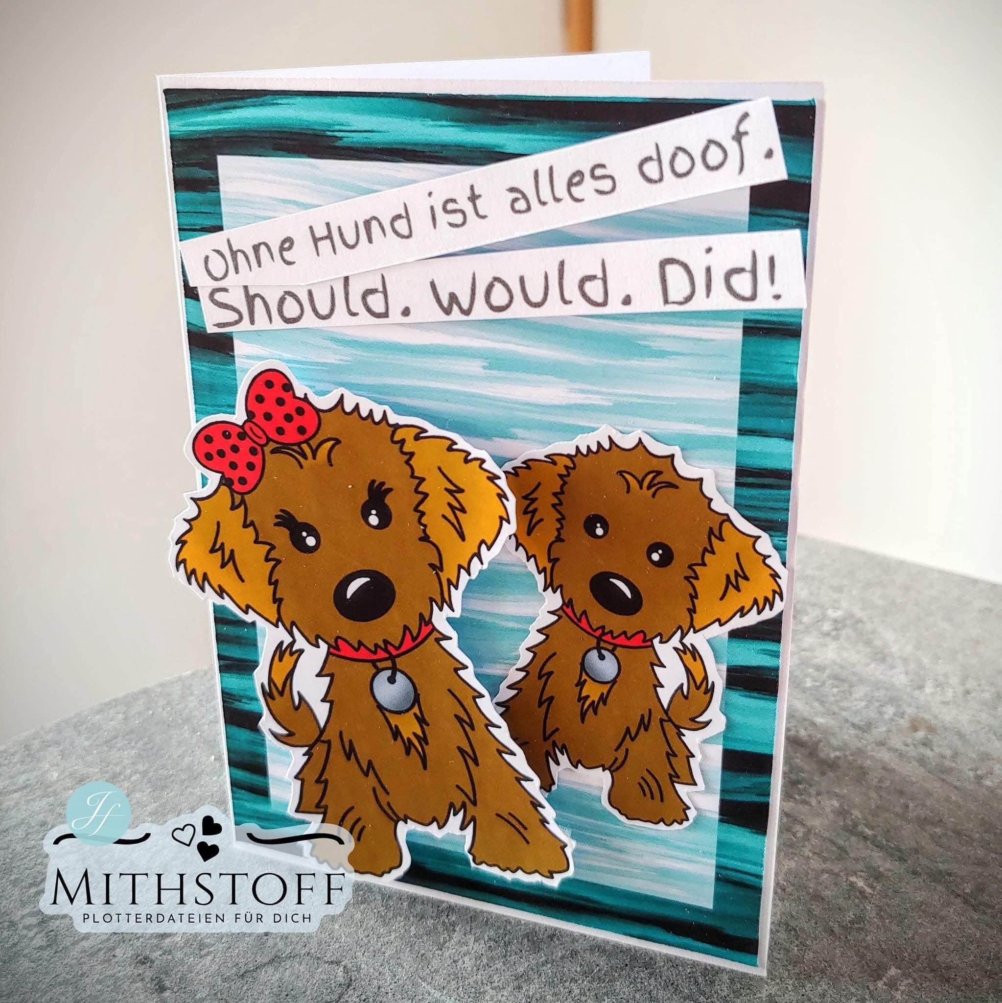 Riesiges Digipapierset Hund Schnuffel - 26 Papiere 18 Digi-Stamps und 14 Sayings - Sewando