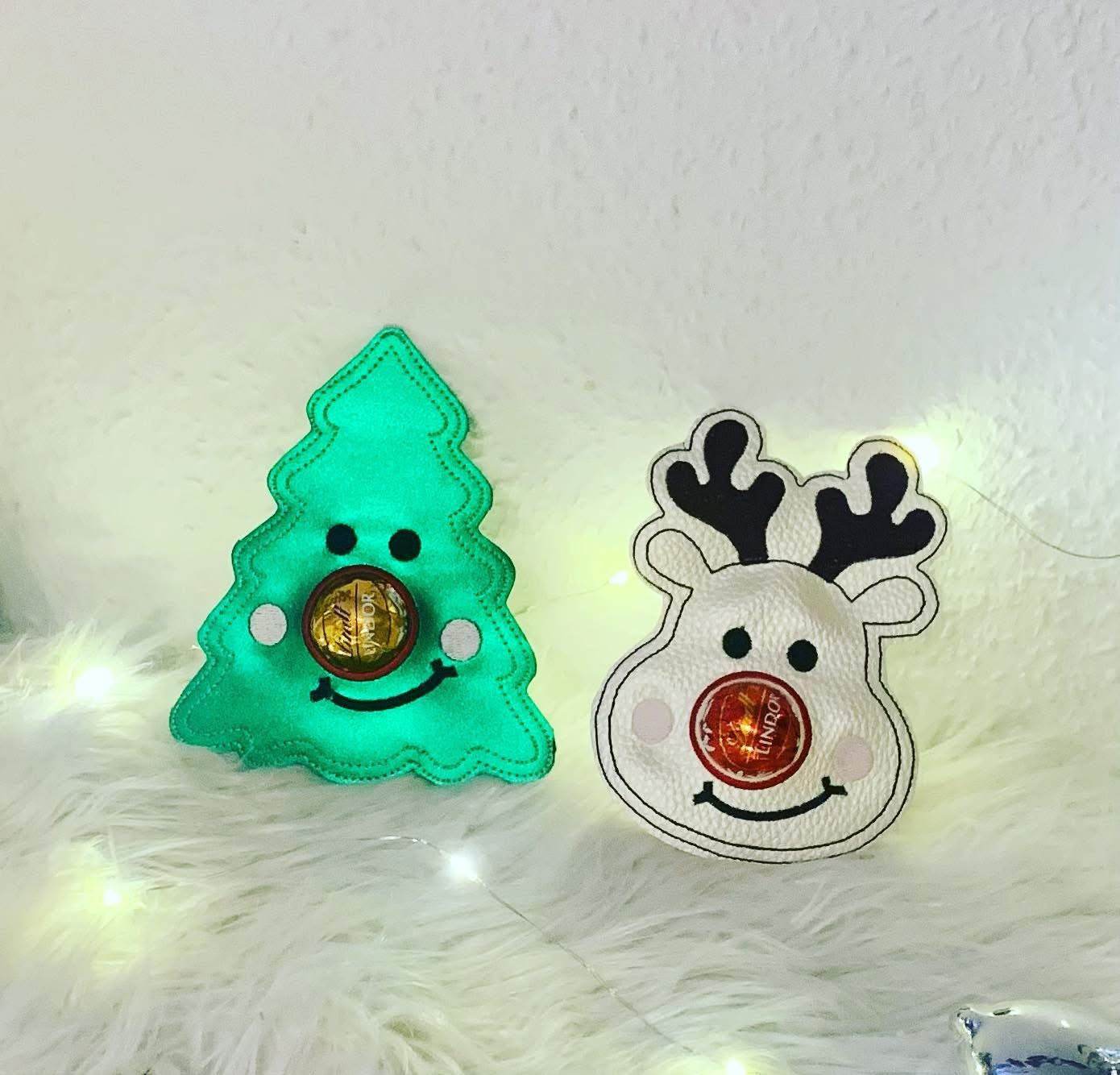 Stickdatei Weihnachten Tannenbaum Rentier mit Schoki Nase Set 774 - Sewando