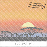 Plotterdatei - Savanne - Tiere - Afrika - SVG - DXF - PNG - Datei - Sewando
