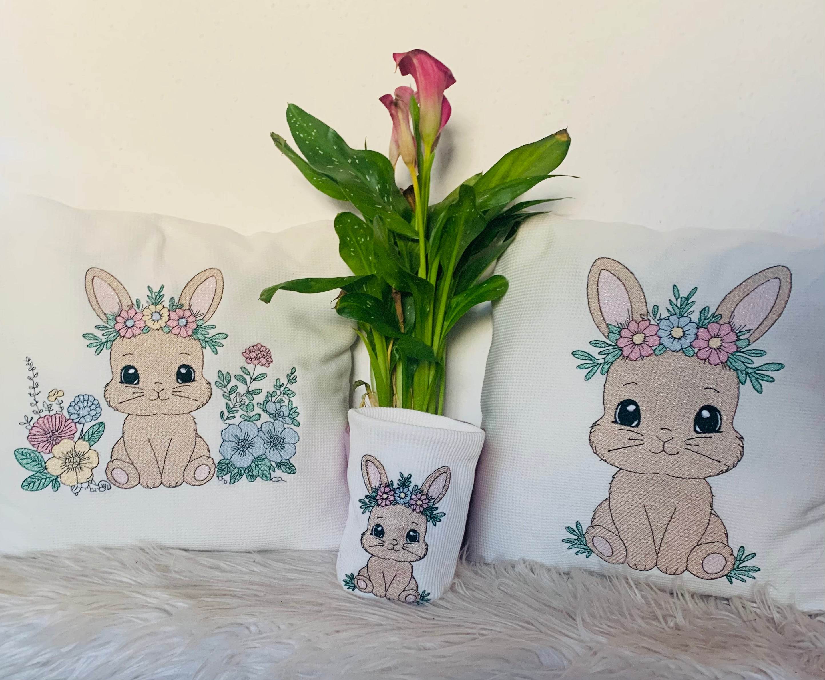 Stickdatei Hase 2 mit Blumen Set 2513 - Sewando