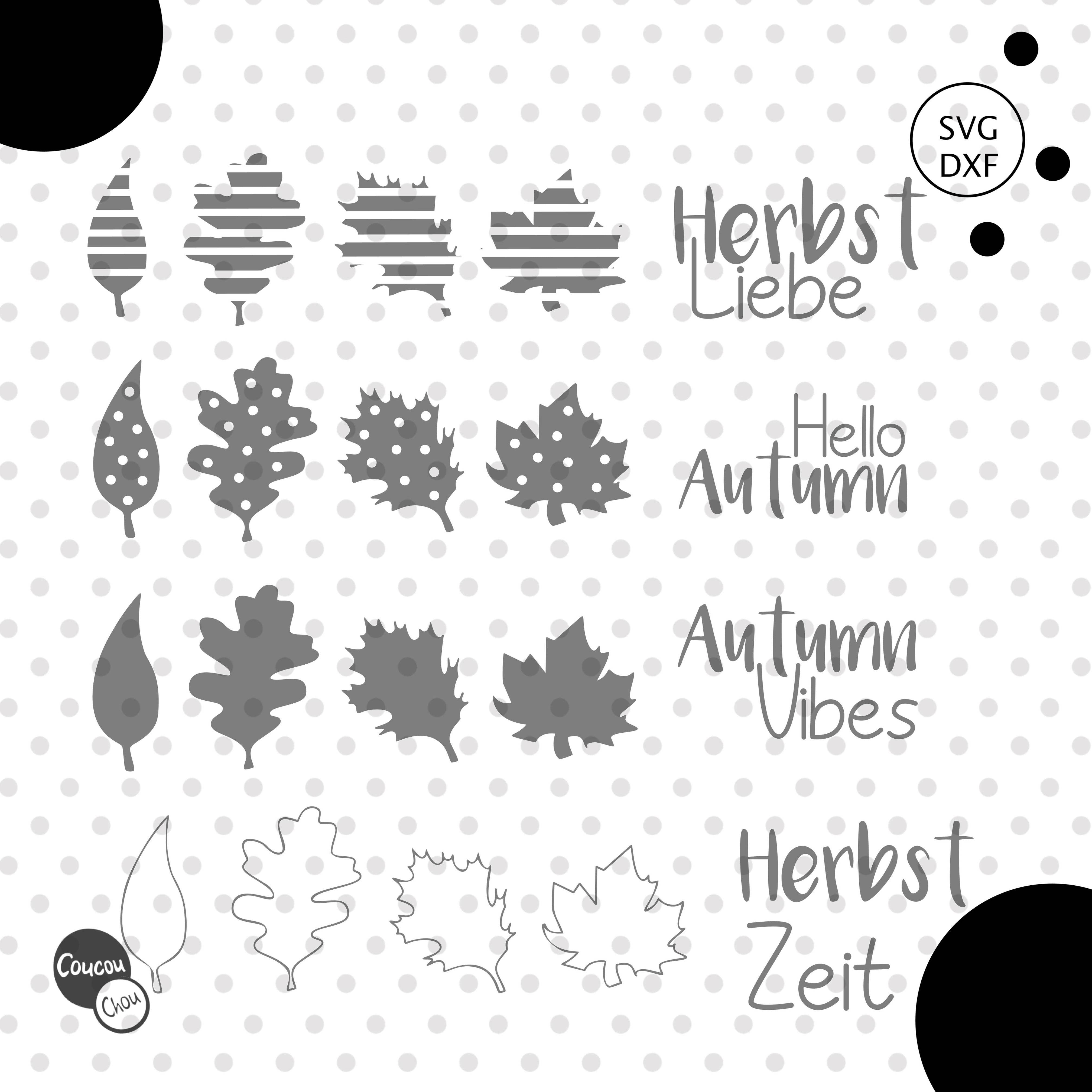 Plotterdatei Herbstblätter svg dxf - Sewando