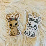 Stickdatei Hase 4 mit Blumen Schlüsselanhänger Set 2513 - Sewando