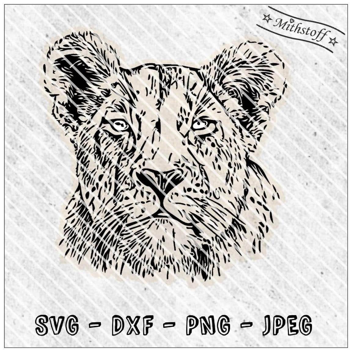 Plotterdatei - Großkatze - Löwin - SVG - DXF - Datei - Sewando