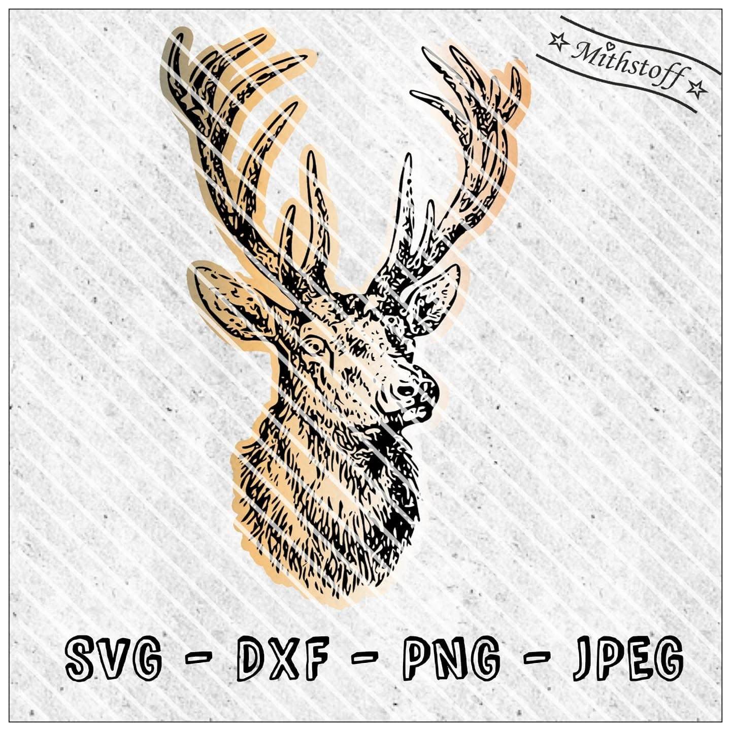 Plotterdatei - Hirsch - Waldtier - SVG - DXF - Datei - Sewando
