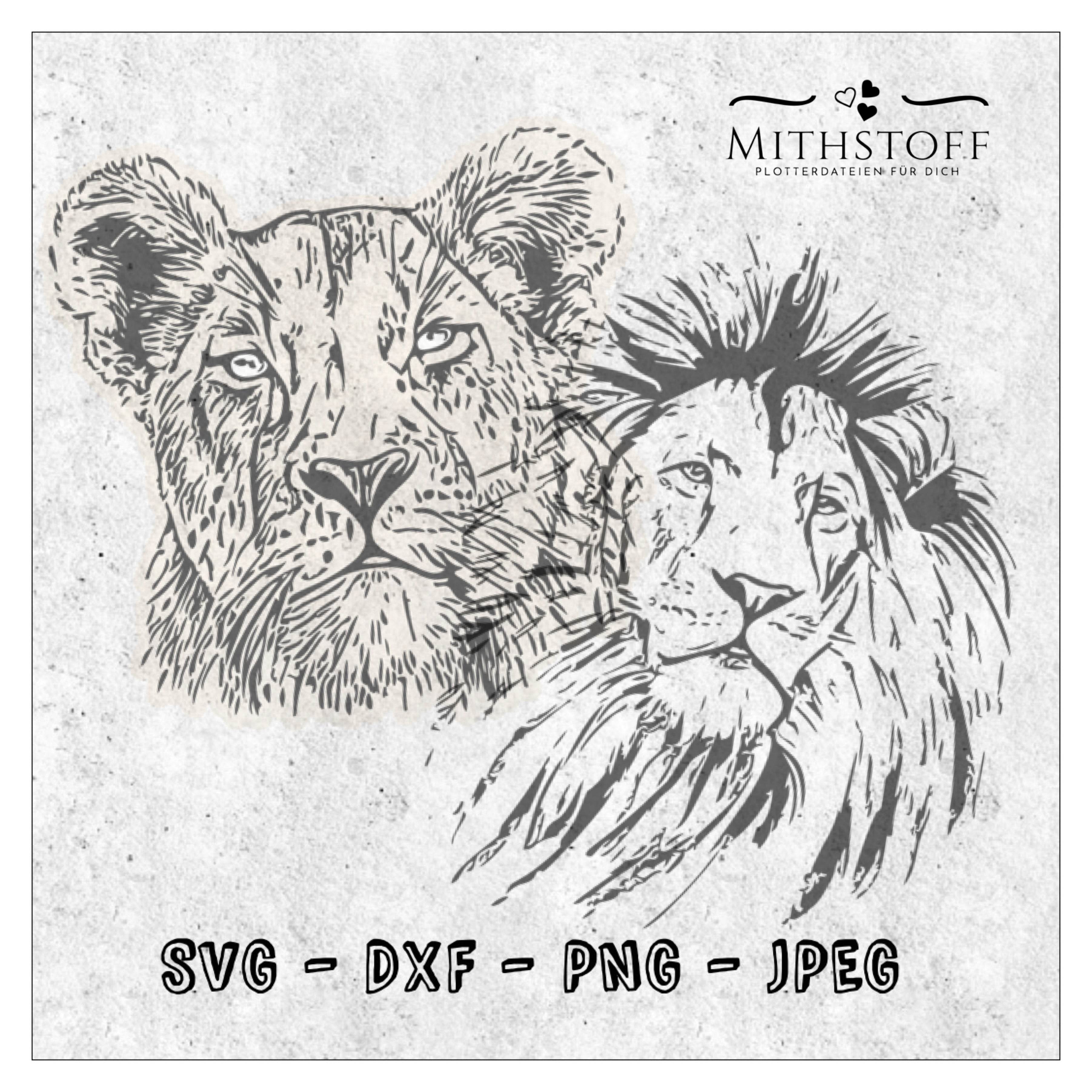 Bundle plotterdatei - Großkatzen - Löwin Löwe - SVG - DXF - Datei - Sewando