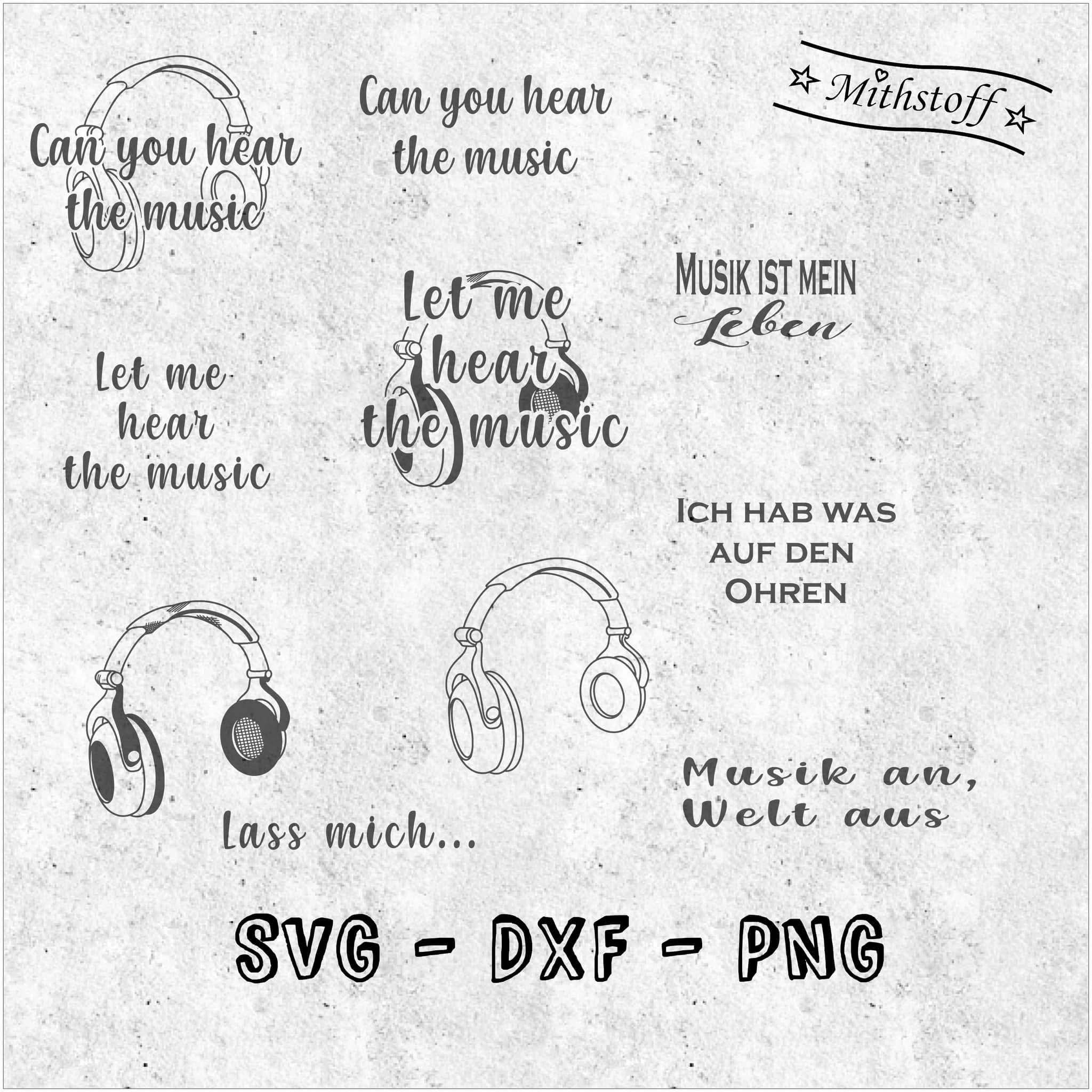 Plotterdatei SVG Kopfhörer can you hear the music - Sewando