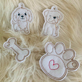 Stickdatei Hund Knochen Pfote Schlüsselanhänger Set 2516 - Sewando