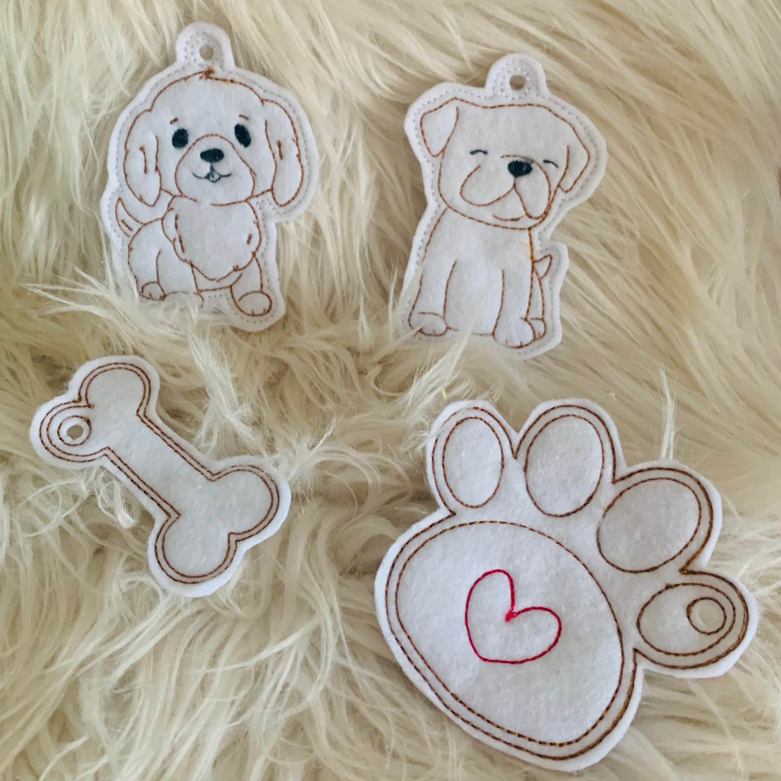Stickdatei Hund Knochen Pfote Schlüsselanhänger Set 2516 - Sewando