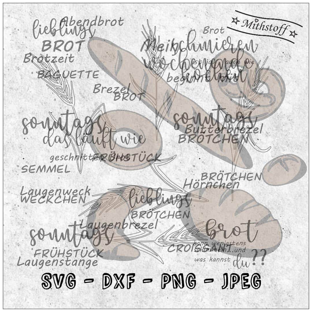 Plotterdatei - Brotbeutel - Brötchen - Inkl. 24 Sayings - SVG - DXF - PNG - JPEG - Sewando
