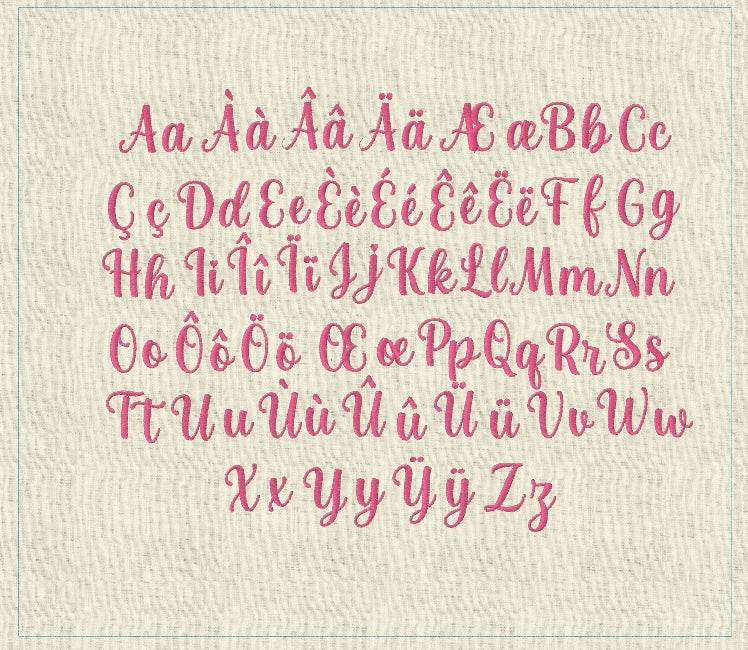 Stickdatei Schrift Französisch mit Herzen In Love 3 ca. 25mm Set 641 - Sewando