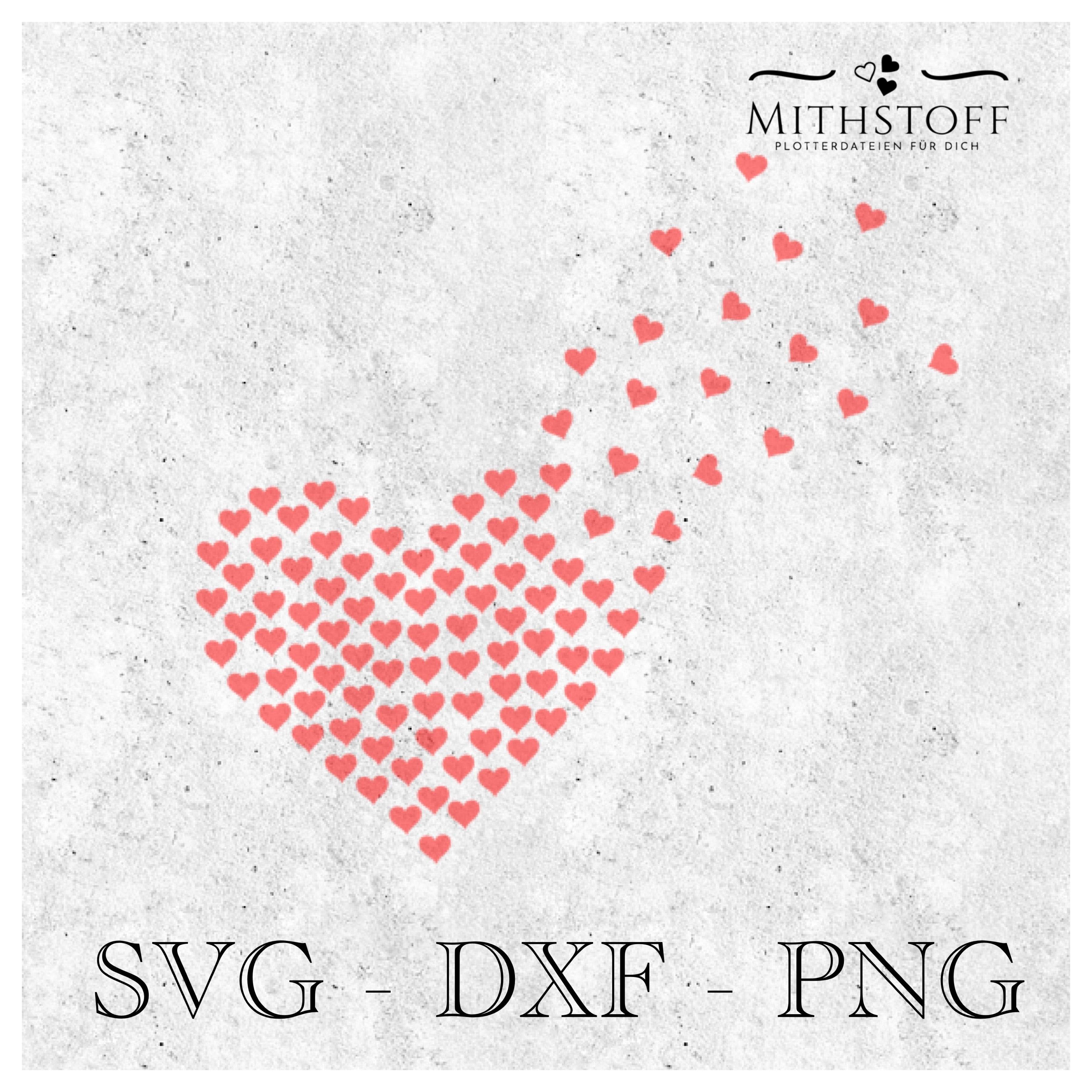 Plotterdatei - flying Hearts - SVG - DXF - PNG - Datei - Herz - Strass - Liebe - Sewando