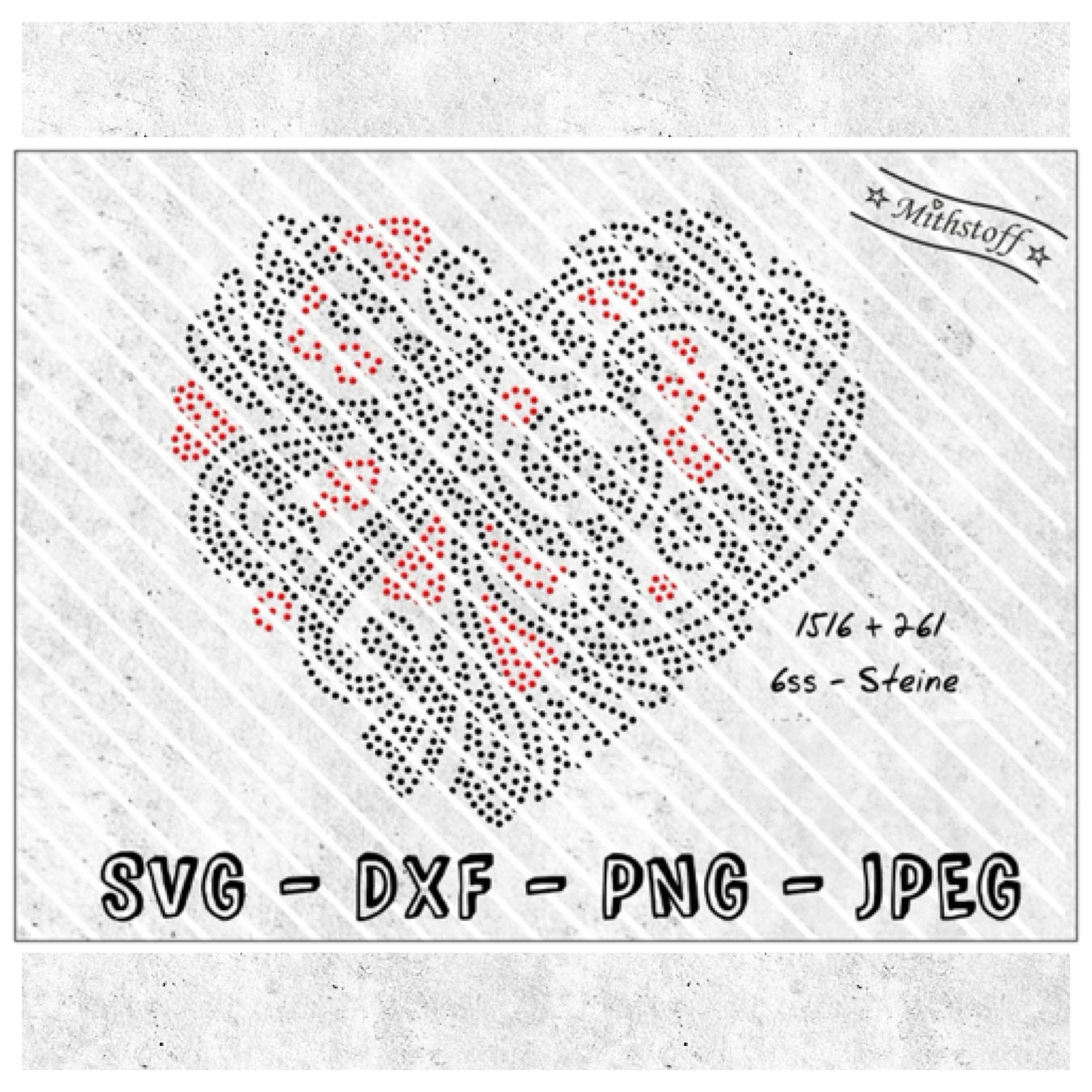 Plotterdatei - Strassherz - Strass - SVG - DXF - Datei - Herz - Liebe - Sewando