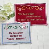 4x Stickdatei "Ringel" ITH Schild mit Ranke